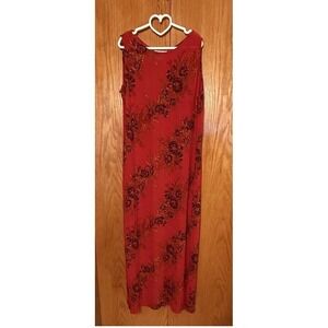 Tall Girl Dress Womens M Red Floral Paisley Print Sleeveless Country Rayon‎ Maxi